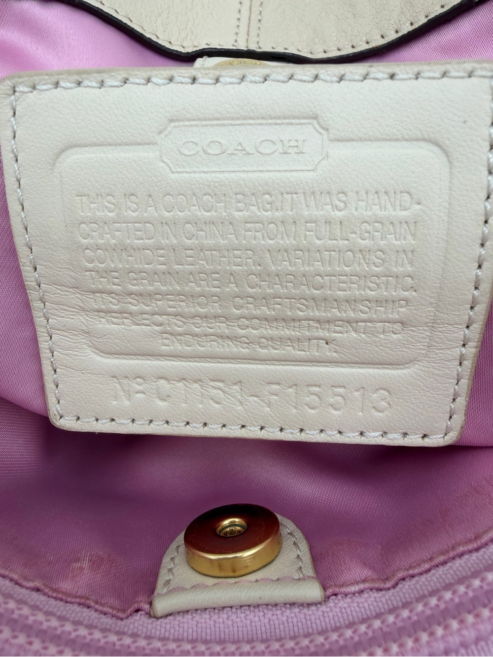 Coach Ashley Leather Carryall Satchel F15513 Bone Pink Lining NWT - Picture 13 of 13